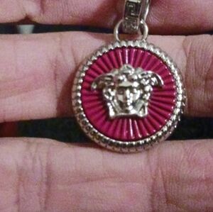 New! 925 Solid sterling silver, 3mm, rolo link,hot pink/red,medusa , necklace.
